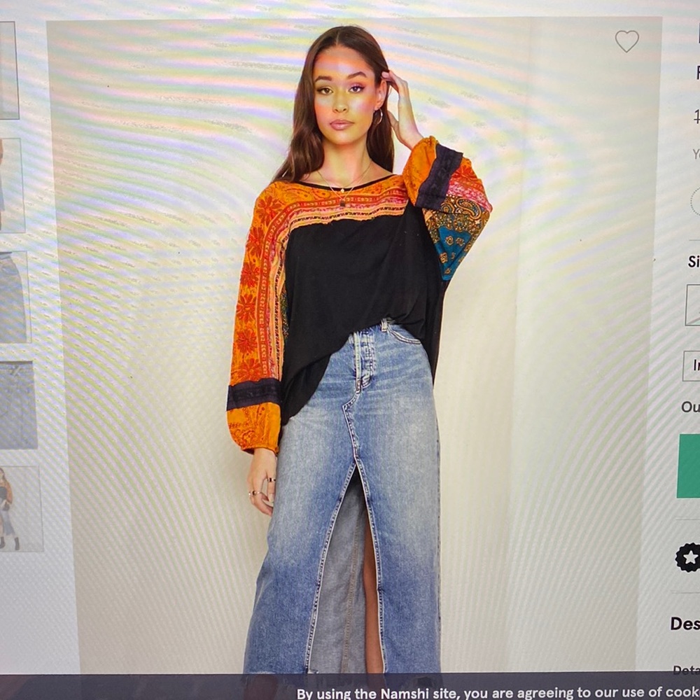 Free people denim maxi skirt